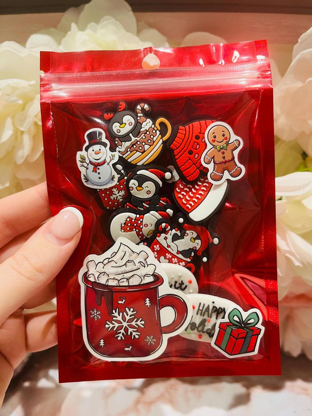 Christmas Penguin Croc Charms - Holiday PVC Shoe Decoration (10 Piece Set)