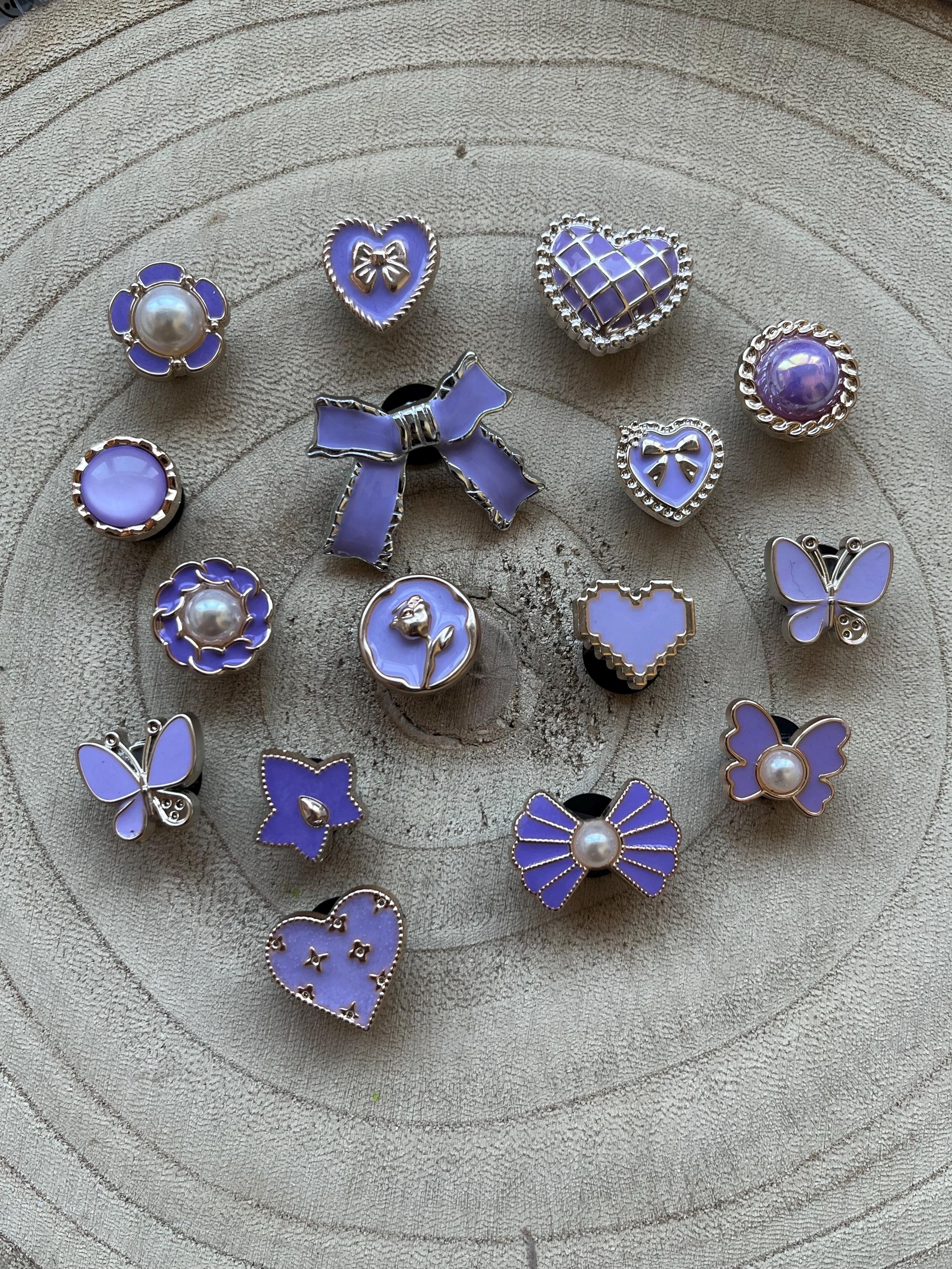 Lilac Pearl Croc Charms - Set of 16 - Purple Shoe Accessories