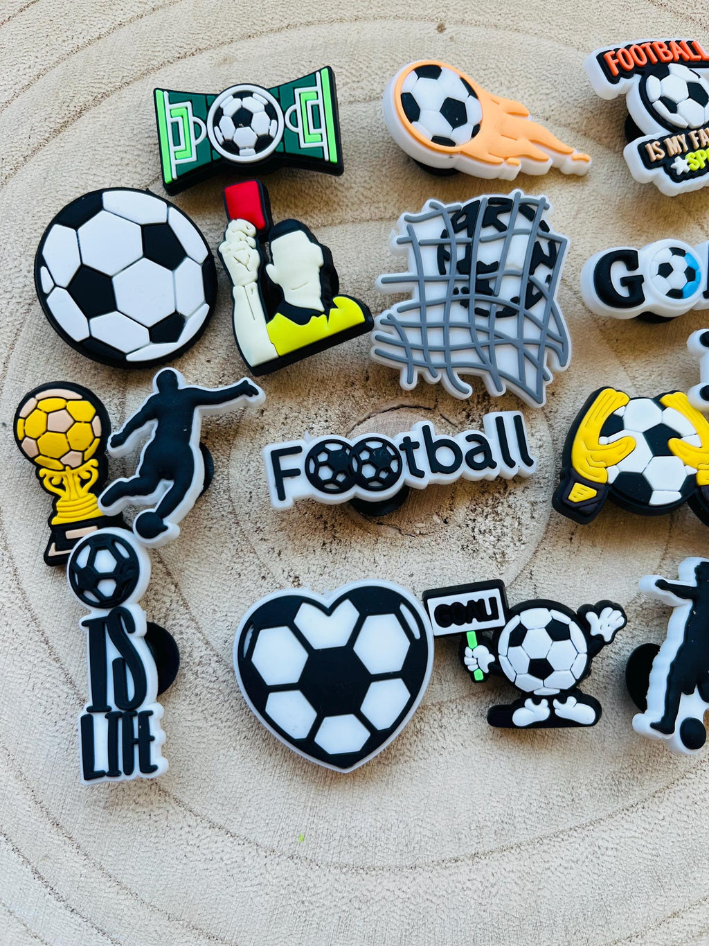 Football Clog Charms: Boys Party Shoe Decoration, 19-Piece Set