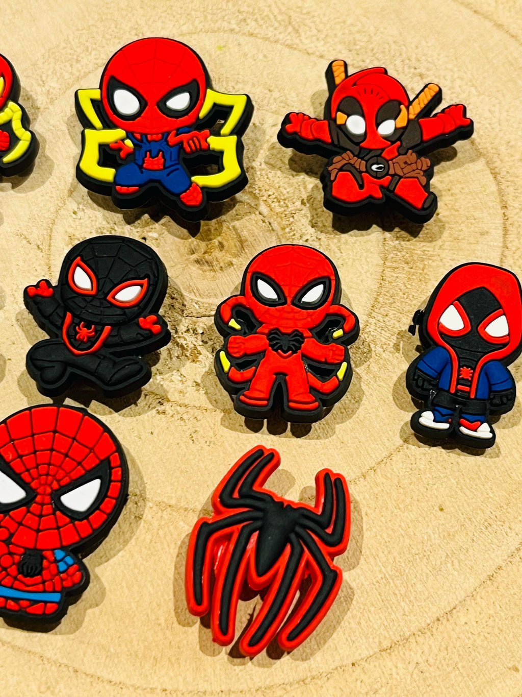 pack of 9 spiderman croc charms for boys fashion shoe accessories