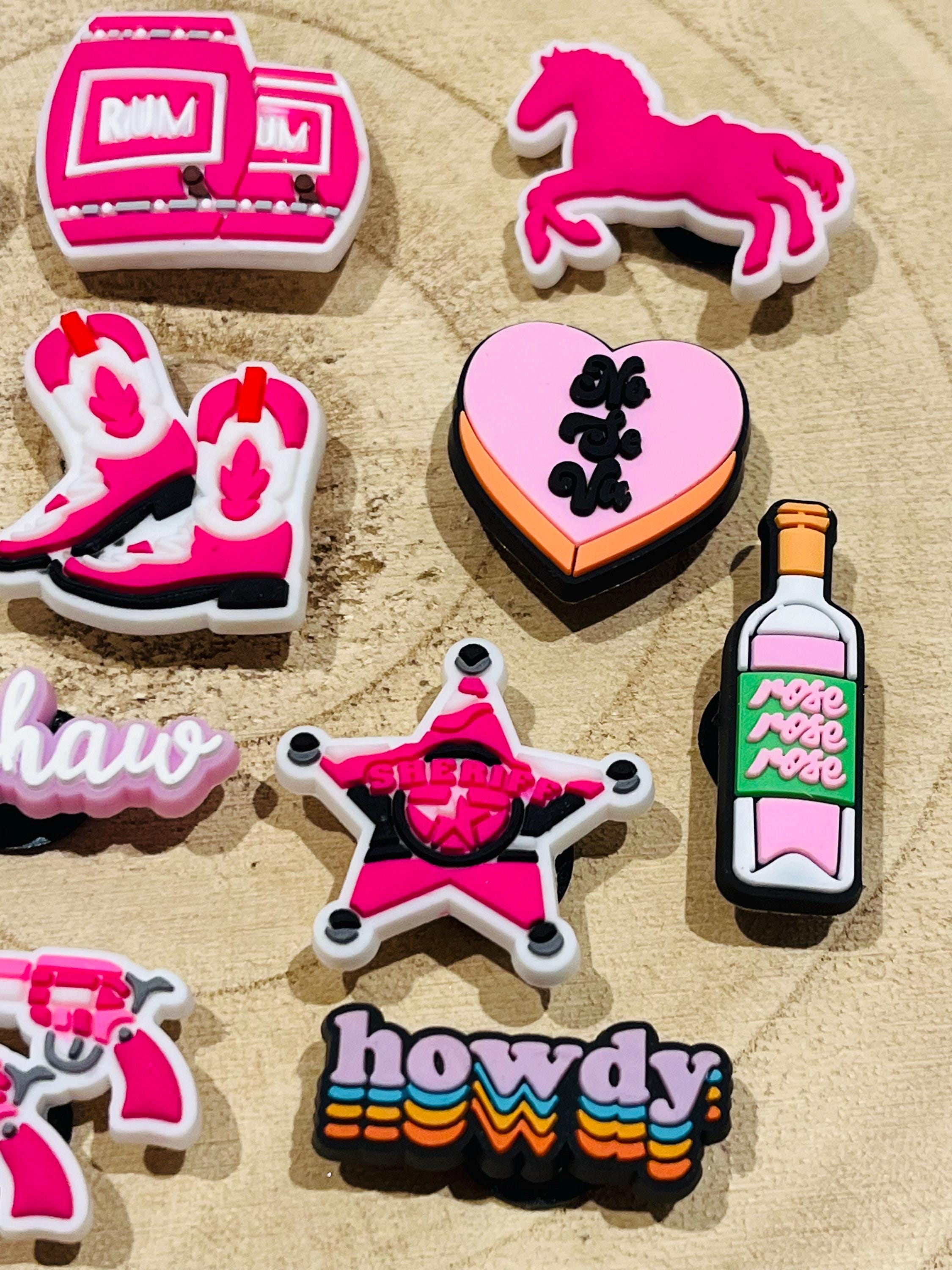 Pink Cowgirl Croc Charms: Western Shoe Accessories, 12-Piece Set