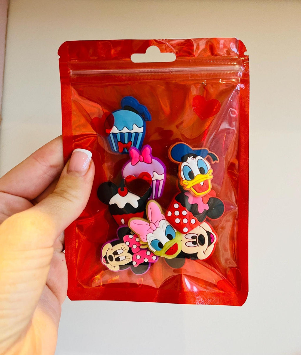 Pack of 8 Croc Disney Croc Charms | Mickey Mouse Croc Chams | Minnie Croc Charms | Daisy and Donald Croc Charms | Cupcake Croc Charms |