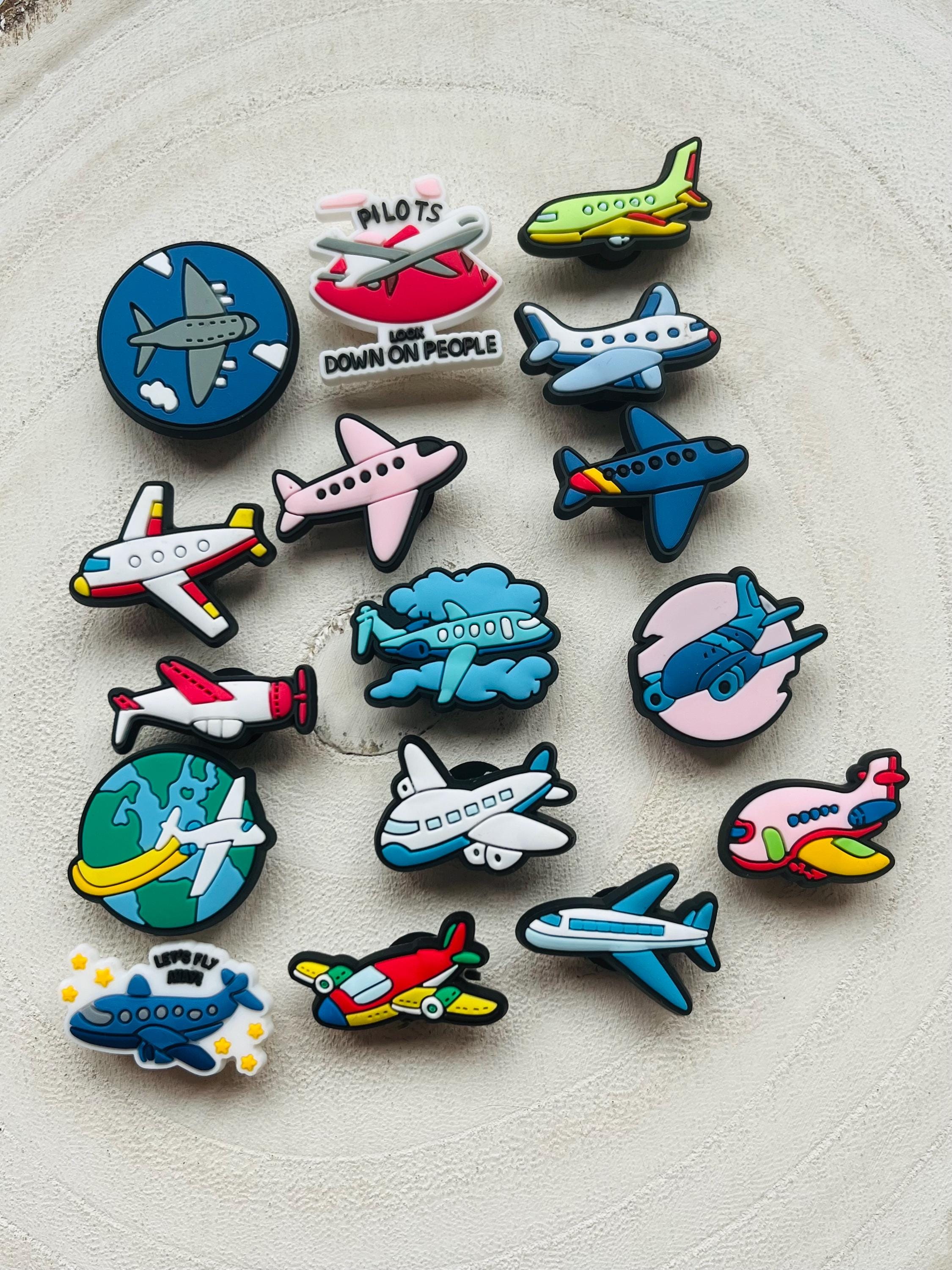 Aeroplane Croc Clog Charms: Pilot Shoe Accessories, Pack of 16