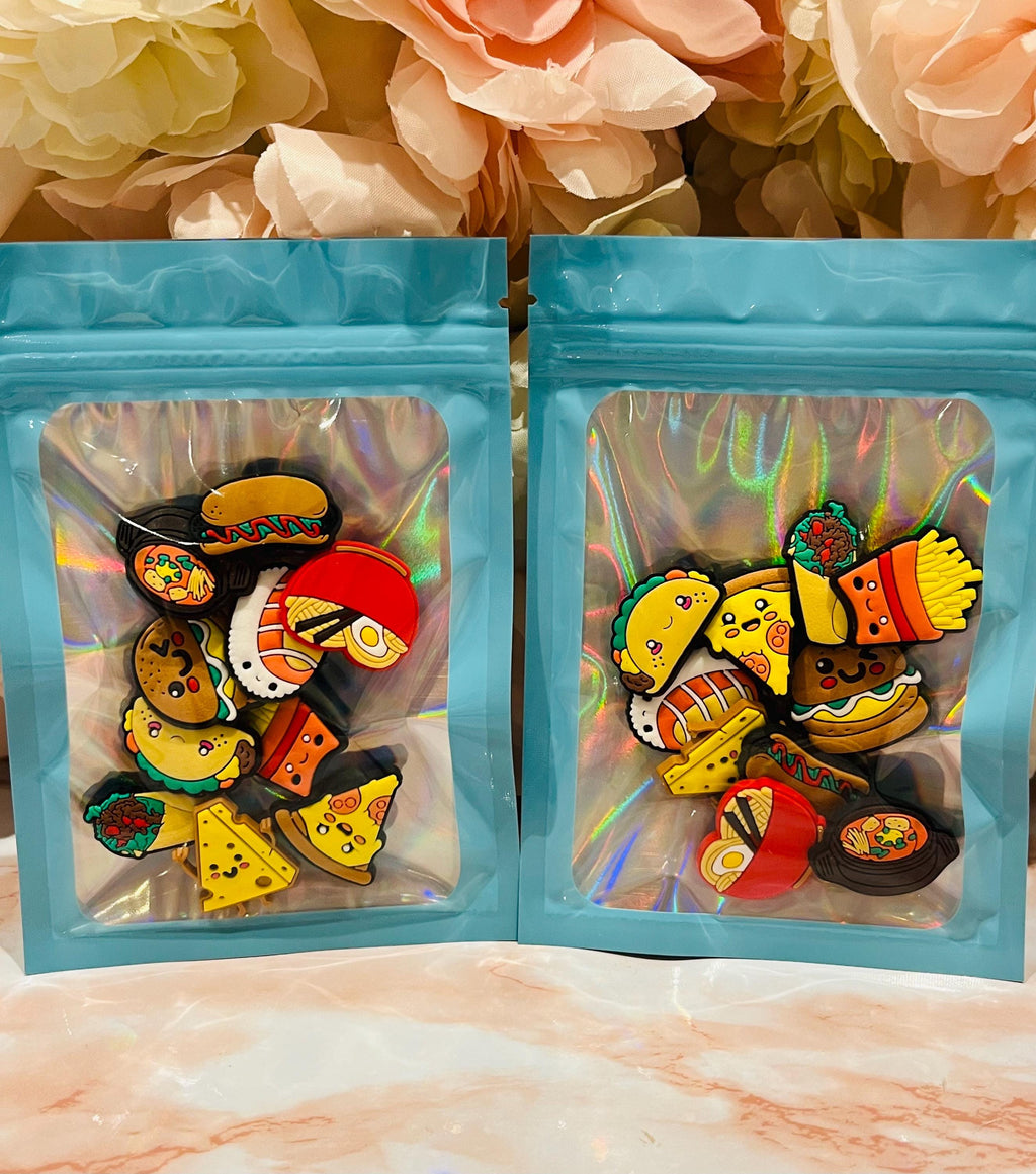 Food Croc Charms - Burgers, Fries, Pizza, Taco - 10 Pack