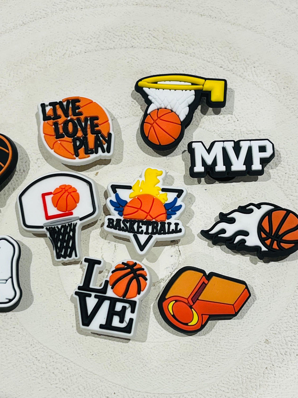 Basketball Croc Charms: Sport Shoe Clog Pins, Set of 10