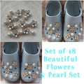 Pearl & Flower Croc Charms, Shoe Accessories Set (18 pc)
