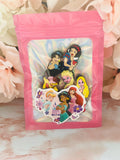 Pack of 8 Disney Princess Croc Charms With Decorative Bag & Sticker. PVC Shoe Charms