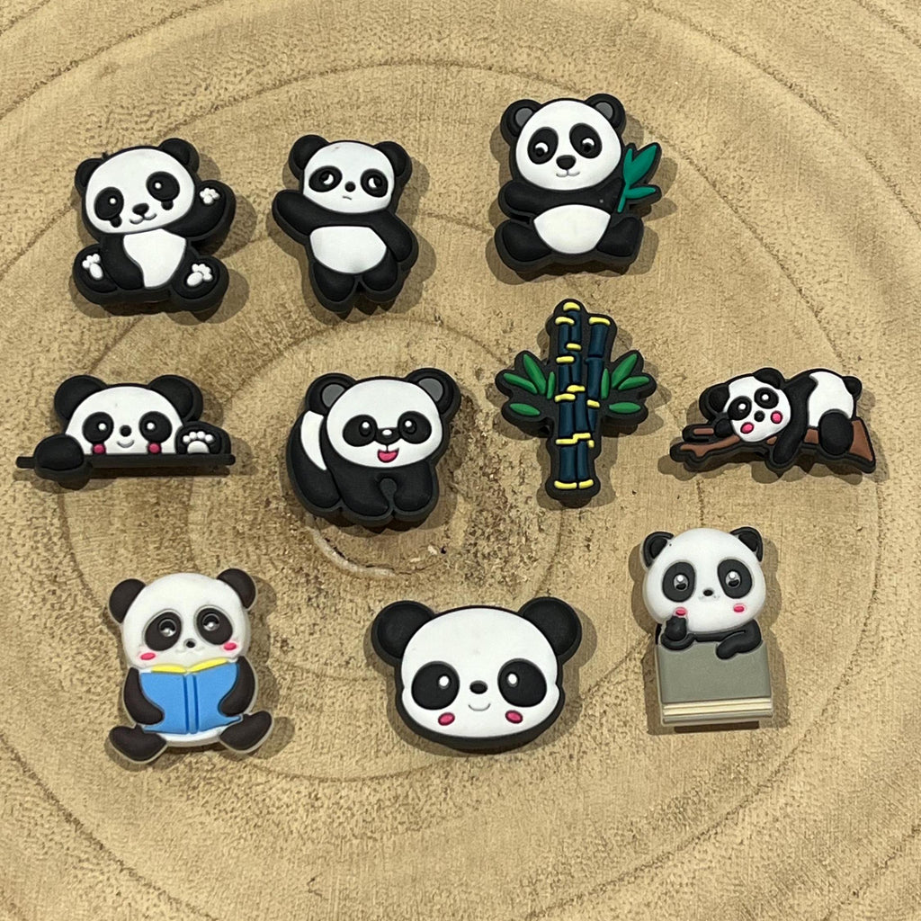 Panda Croc Charms: Fashion Clog Shoe Accessory, Set of 10
