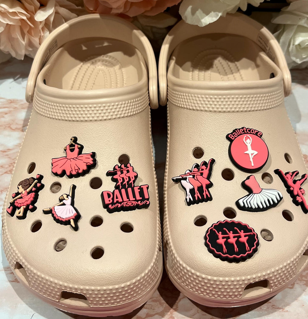 Ballet Croc Charms: Ballerina Dance Shoe Accessories, Set of 9
