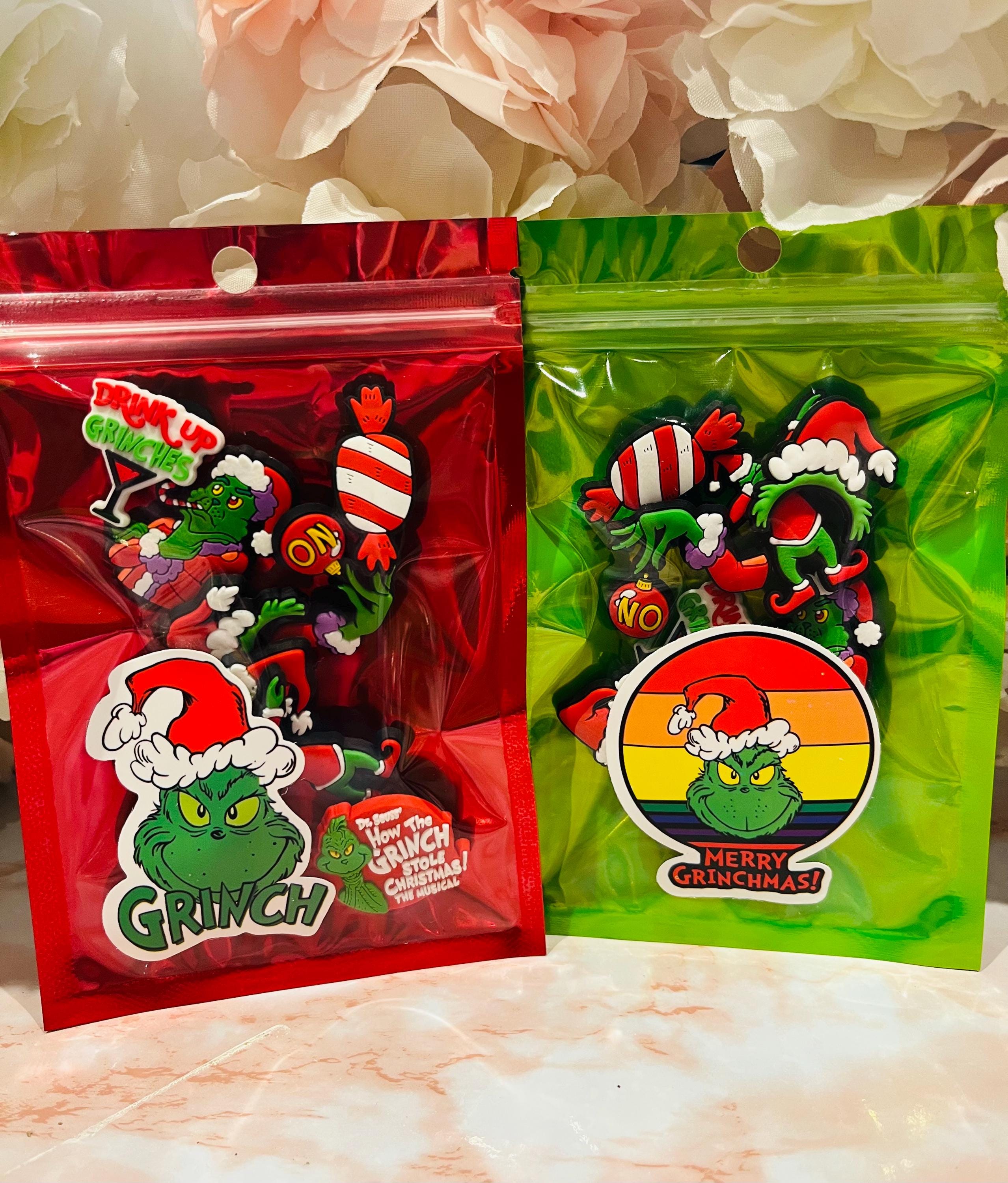 Grinch Croc Charms: Christmas Clog Shoe Accessories, Set of 8