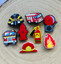 Fireman Croc Charms - Fire Engine, Hydrant, Extinguisher - Set of 8