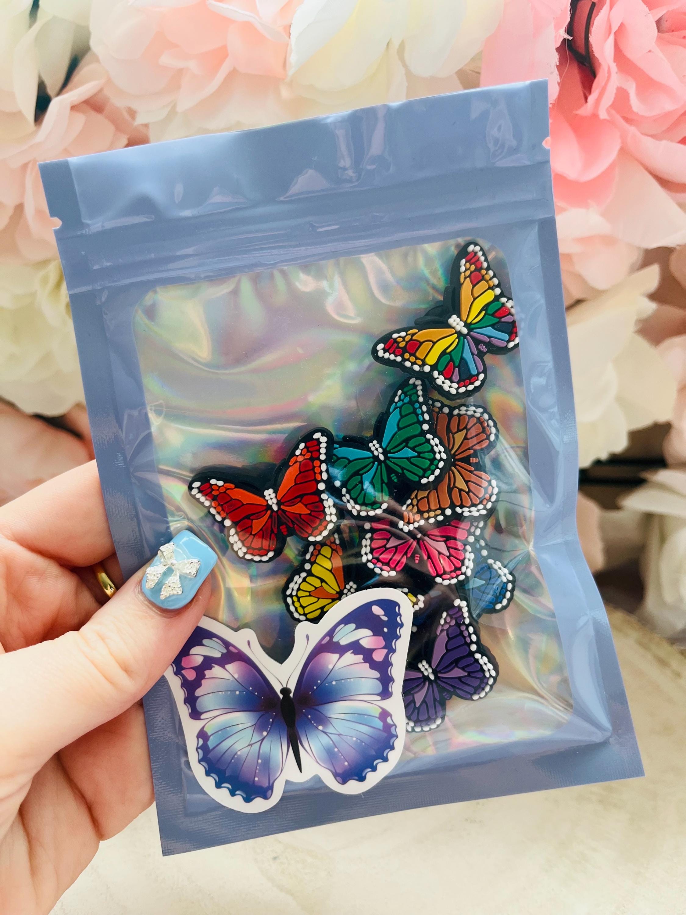 Butterfly Croc Charms - Rainbow Shoe Accessories - Pack of 8