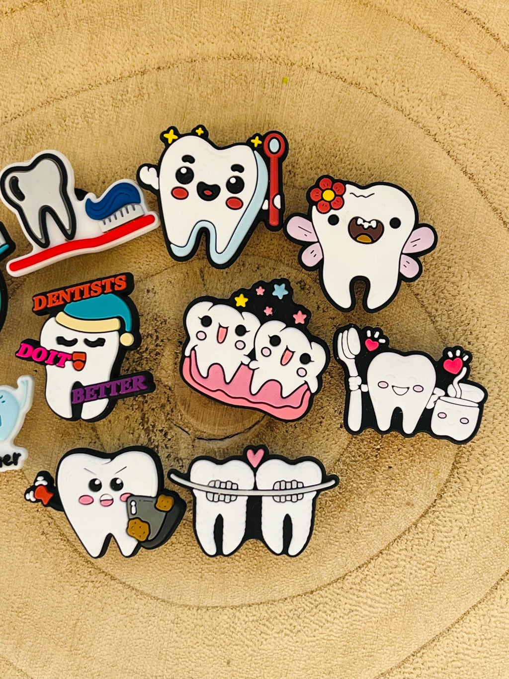 Dentist Croc Charms - Teeth, Toothbrush, Toothpaste - Set of 10