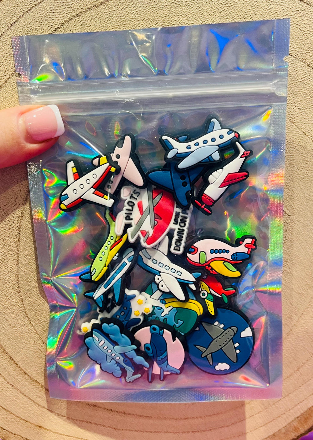 Airplane Croc Charms: Flying Holiday PVC Charms, 16-Piece Set