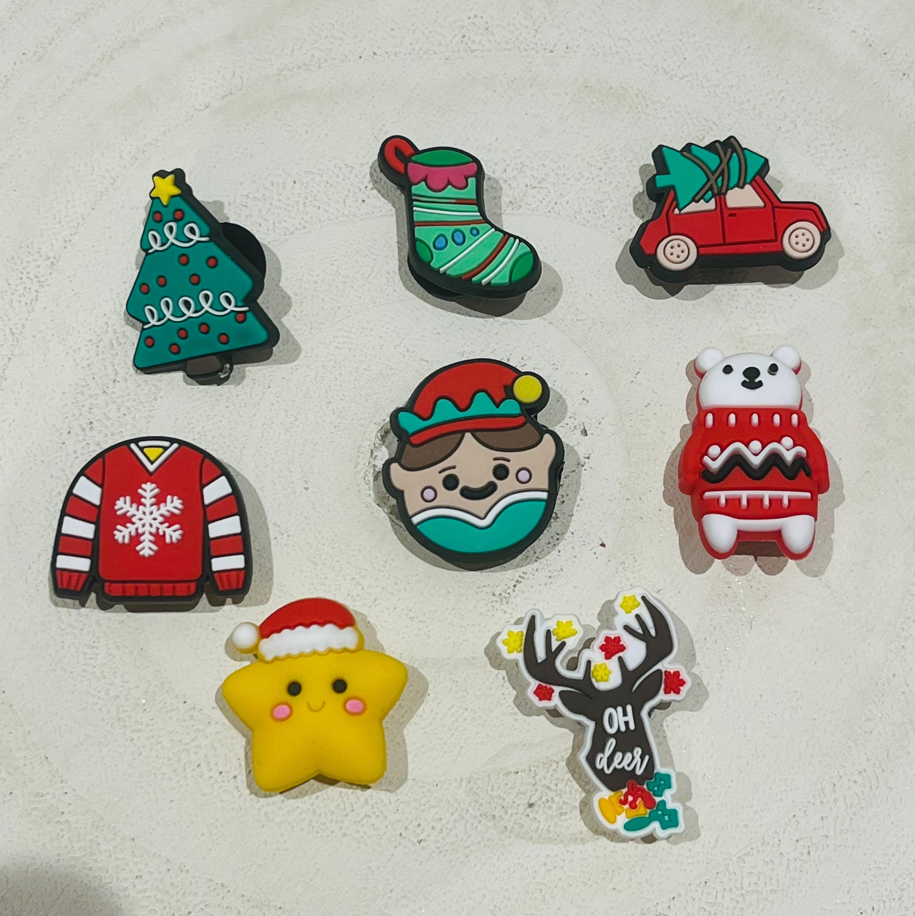 set of 8 christmas croc charms pvc shoe pin clip