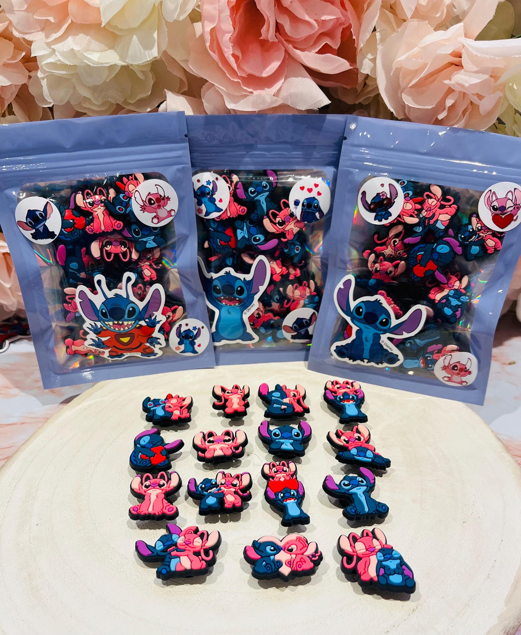 Disney Stitch & Angel Shoe Charm | Disneyland Croc Charms | Christmas Stocking Fillers | Shoe PVC Charm Set of 15