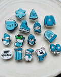 Christmas Croc Charms Set: Blue Xmas Clog Accessories (14 pc)
