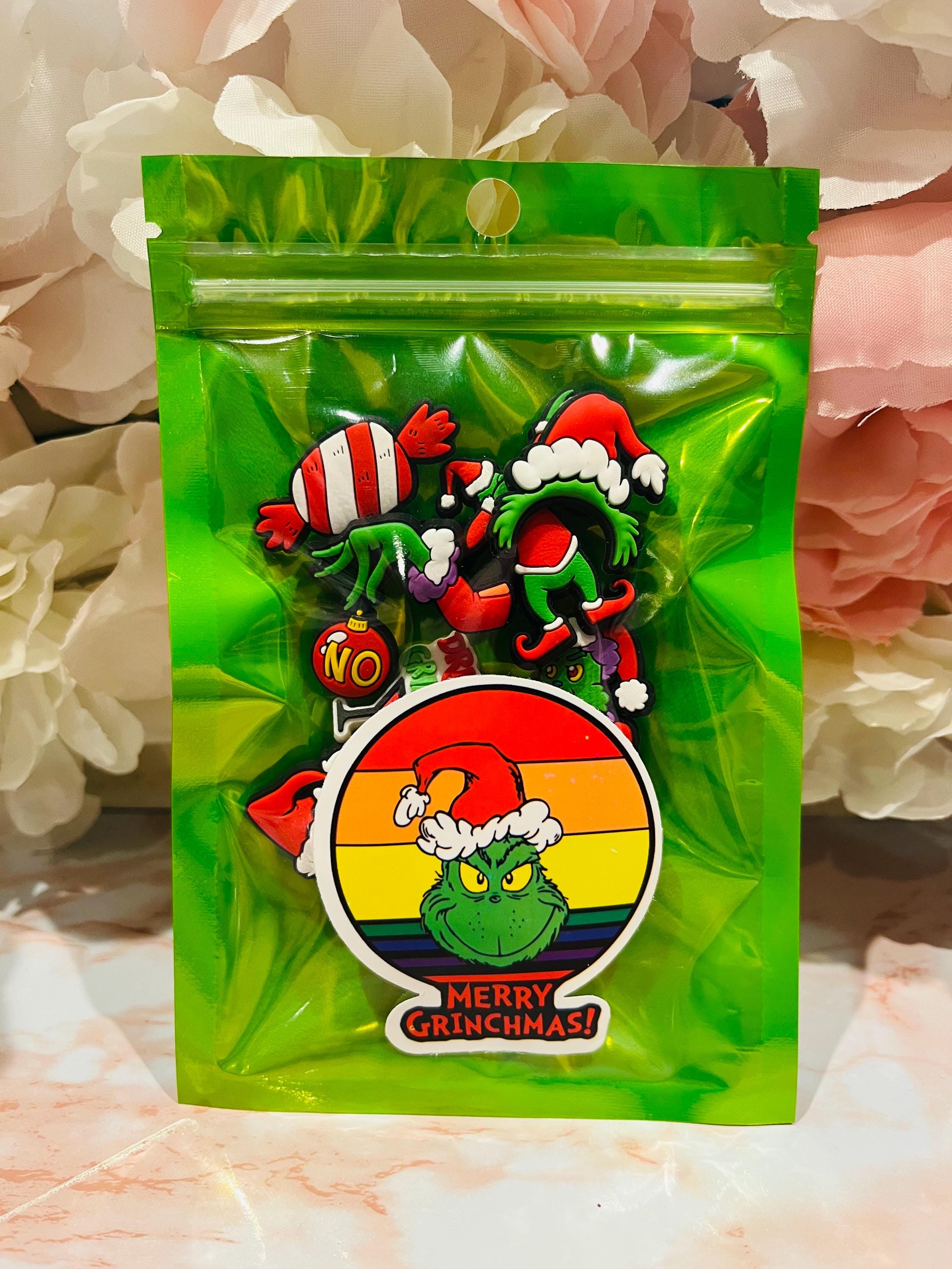 Grinch Croc Charms: Christmas Clog Shoe Accessories, Set of 8